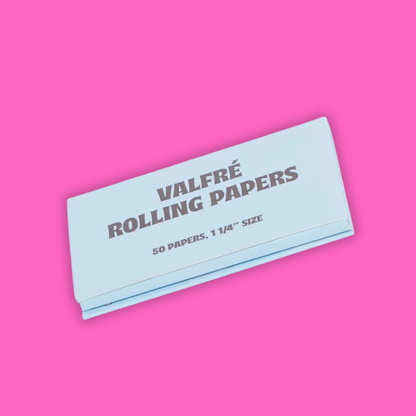 Valfre Pass Joints Papers pack featuring 50 ultra-thin rolling papers in a stylish design.