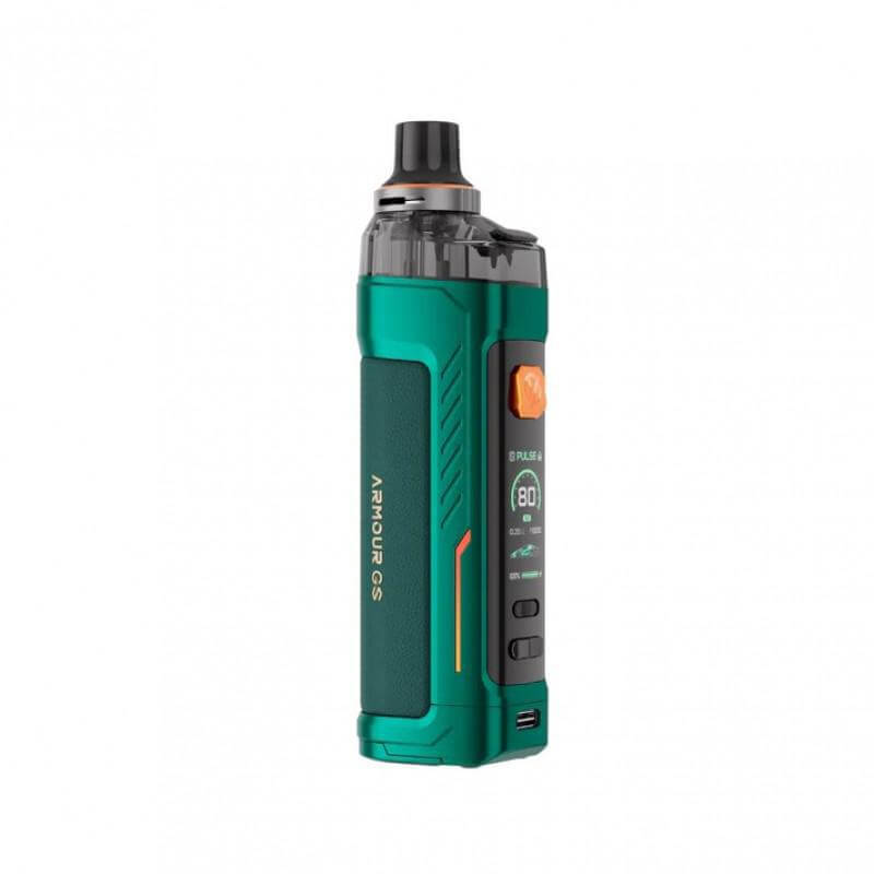 Vaporesso Armour GS Kit in green, a compact DTL vaping device with 80W output and sleek design.