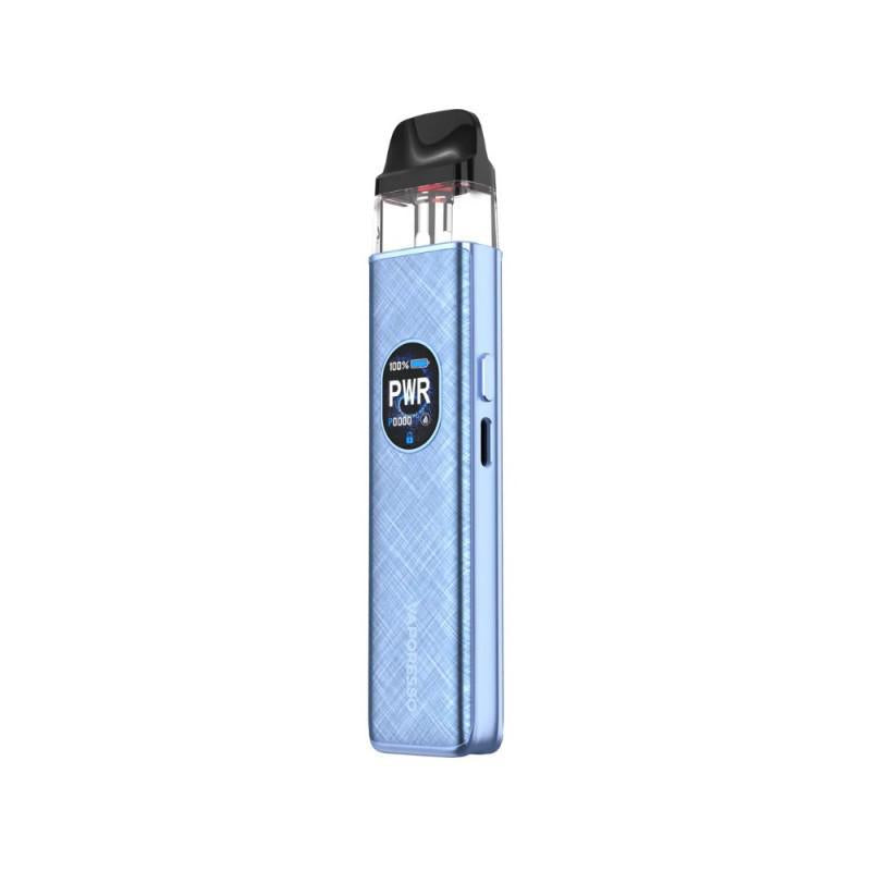 Vaporesso Xros 5 vape device in blue with power indicator, designed for quality and performance.