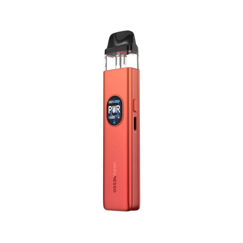 Vaporesso Xros 5 device in orange color, showcasing its sleek design and advanced features.