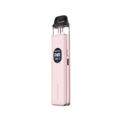 Vaporesso Xros 5 in sleek pink design showcasing advanced vaping technology and customizable features.