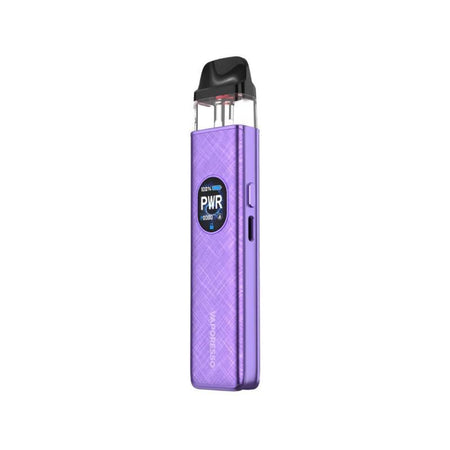 Vaporesso Xros 5 purple vaping device showcasing advanced features and sleek design.