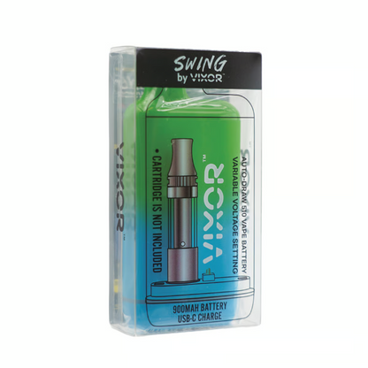 Vixor Swing 900mAh Auto-draw 510 Cartridge Battery in packaging with features visible.