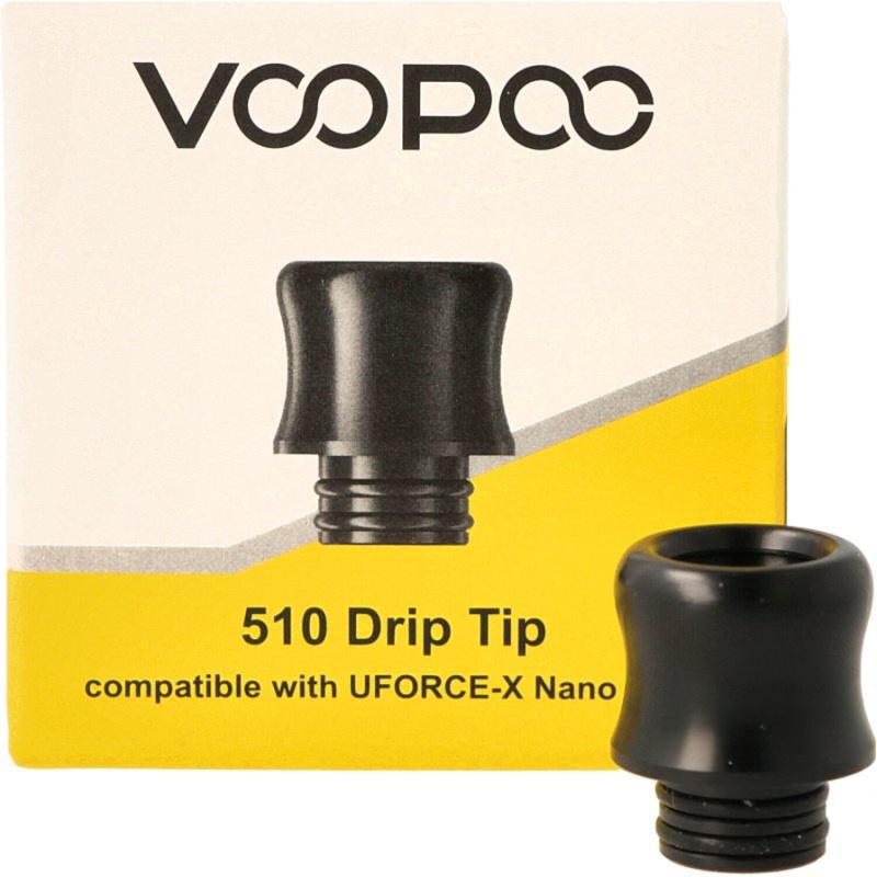 VooPoo 510 Drip Tip showcased with packaging, designed for UFORCE-X Nano compatibility.