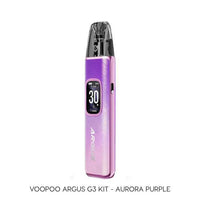 Voopoo Argus G3 Kit - Aurora Purple showcasing vibrant design and features for an enhanced vaping experience.
