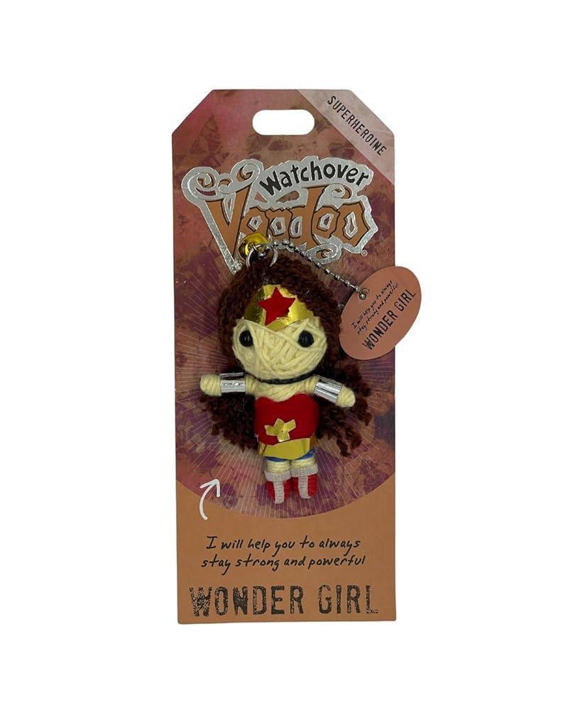 Watchover Voodoo Doll featuring Wonder Girl, a handmade doll promoting strength and positivity, with colorful details.
