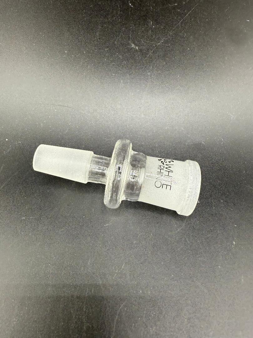 White Rhino Glass Adapter - 18mm Female to 14mm Male on a dark background