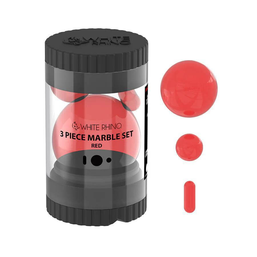 White Rhino Terp Slurper 3-piece Marble Set in red packaging with three glass components.