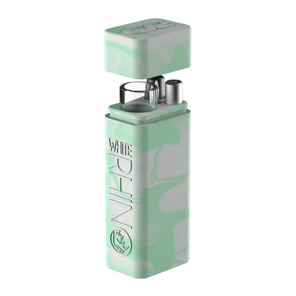 White Rhino Silicone Dugout - Glow In The Dark in green camouflage, compact and portable for discreet use.