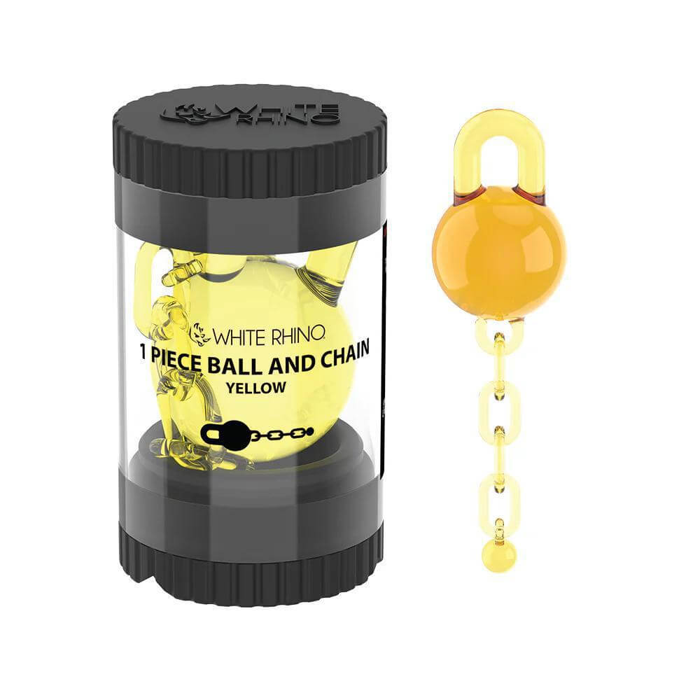 White Rhino Terp Slurper 1 Piece Ball and Chain with Silicone Jar in yellow packaging.