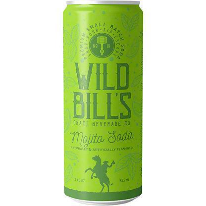 Wild Bill's Soda Mojito in a vibrant green can, featuring vintage design and handcrafted flavor.