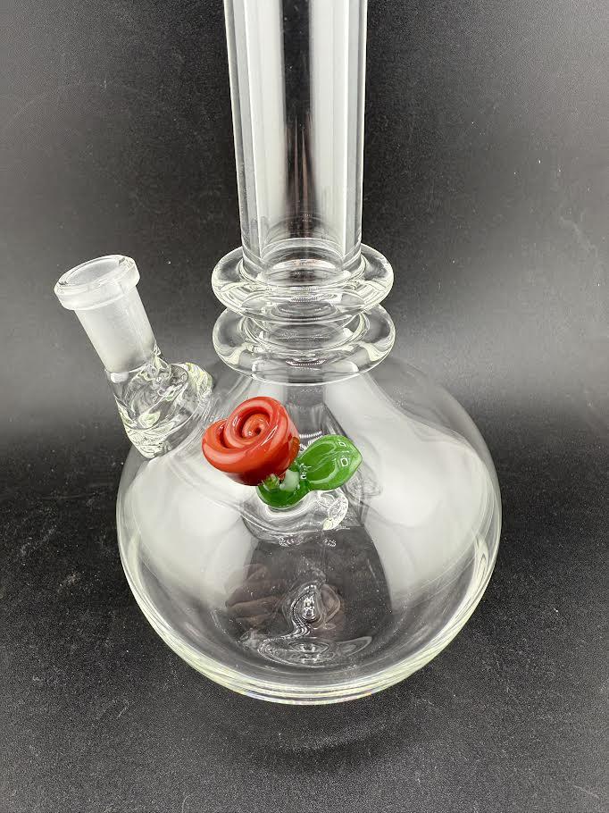 Wildfire Productions Rose Rig – Handcrafted glass art with sculpted rose detail and vibrant colors.