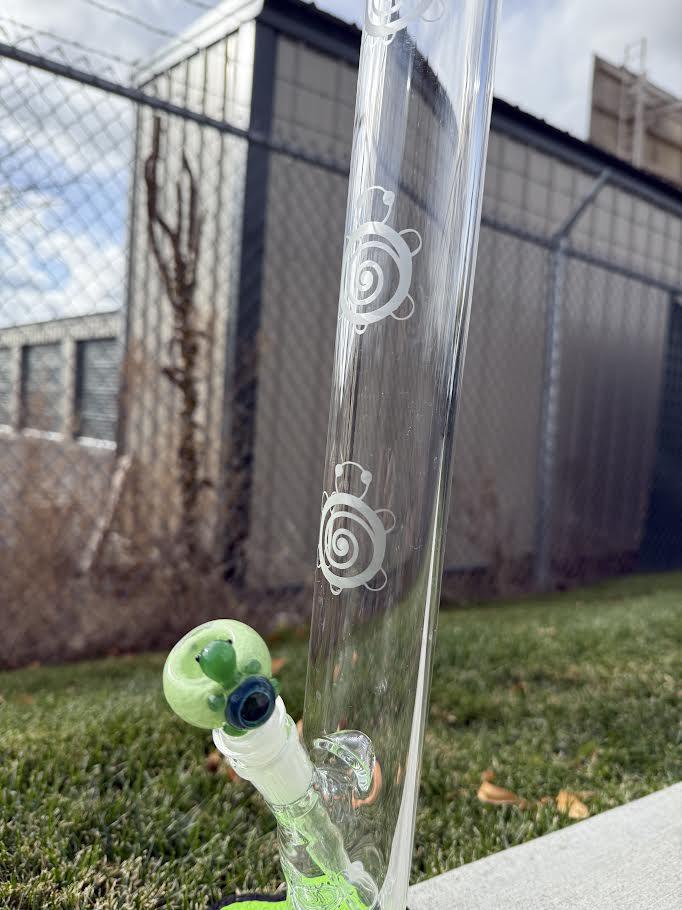 Wildfire Productions Straight Tube Turtle with turtle accents, handcrafted glass art, and unique straight tube design.