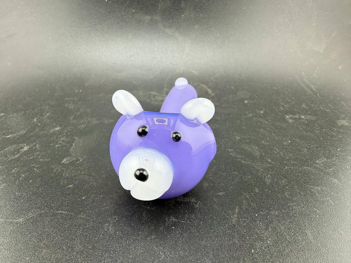Wildfire Productions Bear Pipes - Handcrafted whimsical glass bear pipe in purple, perfect for collectors and art lovers.