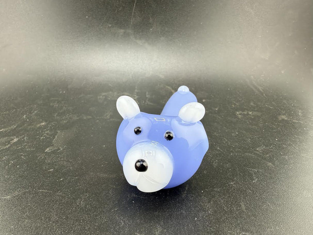 Wildfire Productions Bear Pipes - Whimsical blue bear pipe handcrafted in borosilicate glass.