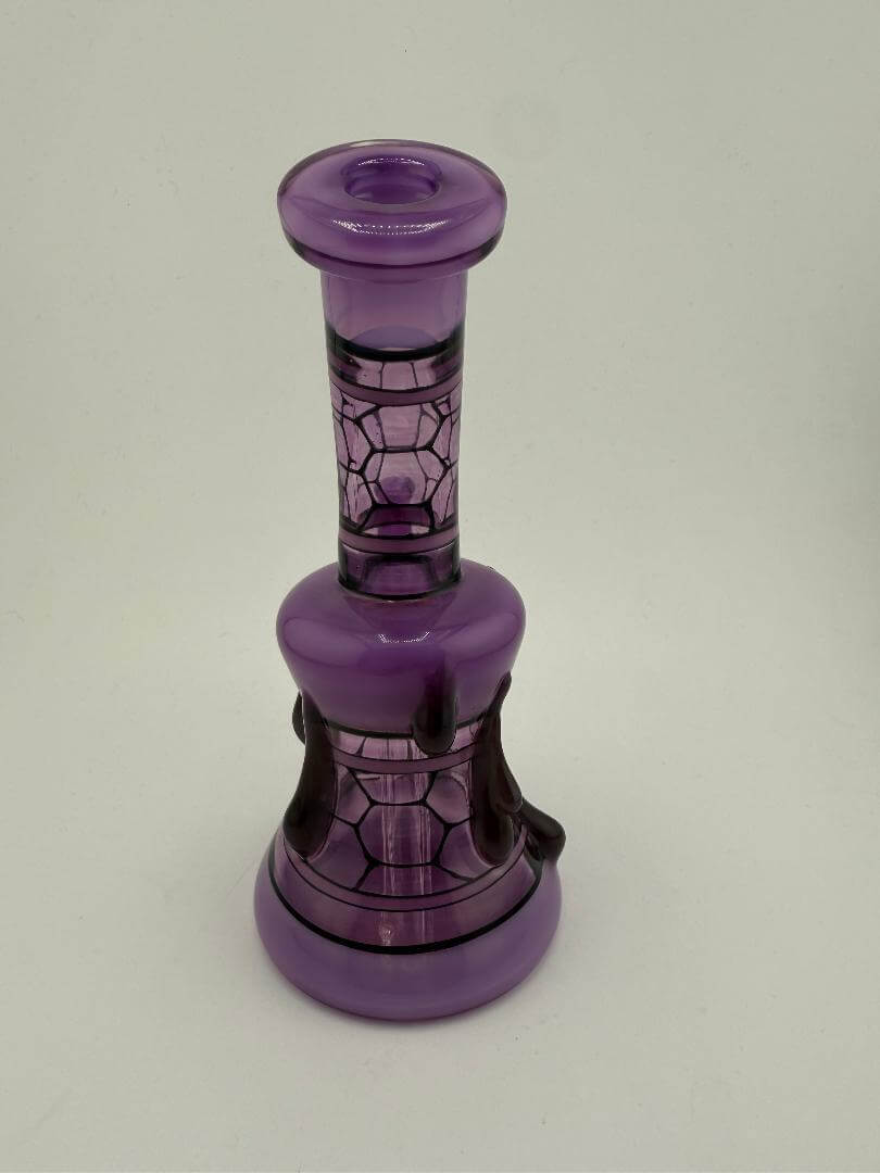 Windstar Glass Purple Honeycomb  Stained Glass Dripped Rig 10mm 90°