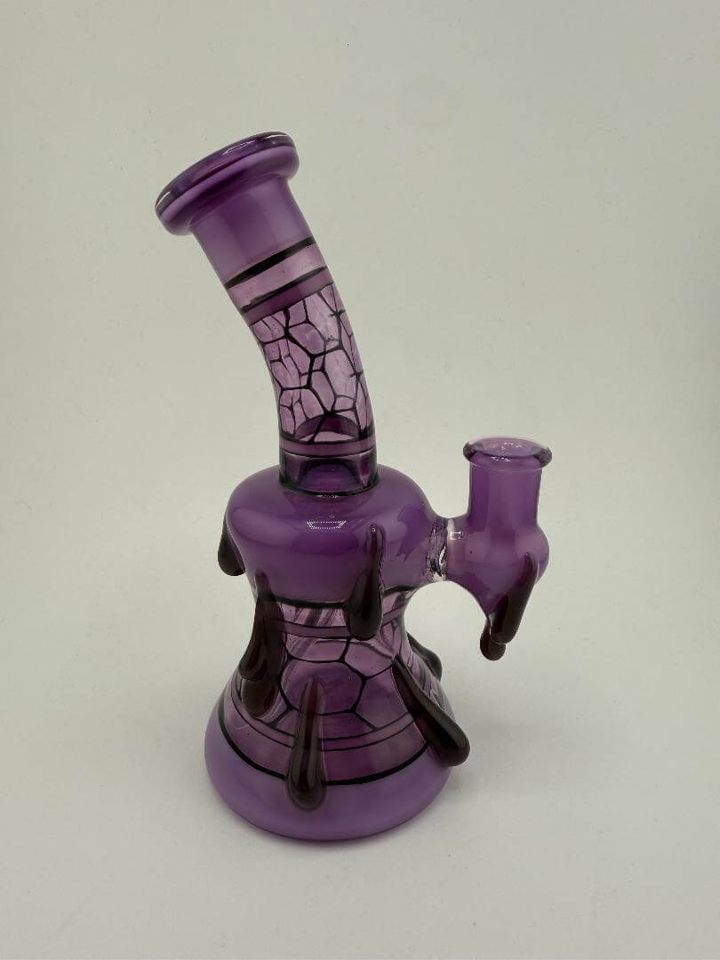 Windstar Glass Purple Honeycomb  Stained Glass Dripped Rig 10mm 90°