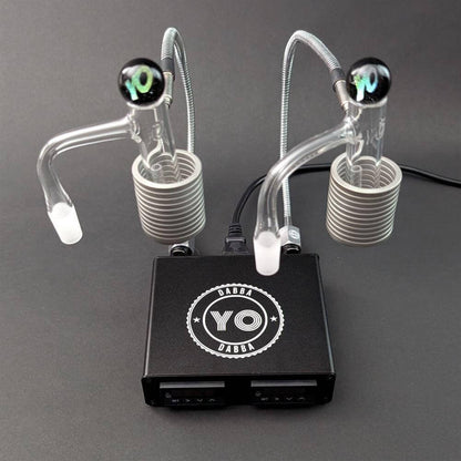 Yo Dabba Dabba Dual Head Enail 30mm/30mm Kit with dual coils and customizable heat settings.