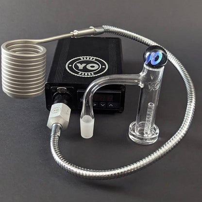 Yo Dabba Dabba Flex Coil Enail 30mm Kit featuring a digital display control box and seamless long barrel slurper.