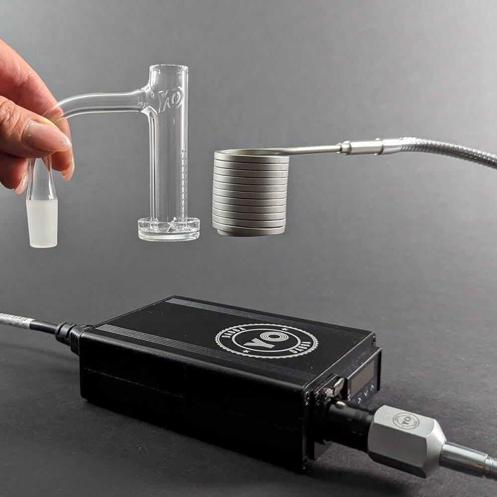 Yo Dabba Dabba Flex Coil Enail 30mm Kit components with digital control box and long barrel slurper