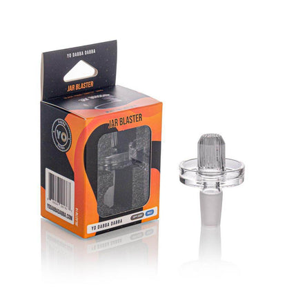 Yo Dabba Dabba Jar Blaster Banger displayed with packaging for enhanced dab tool efficiency.