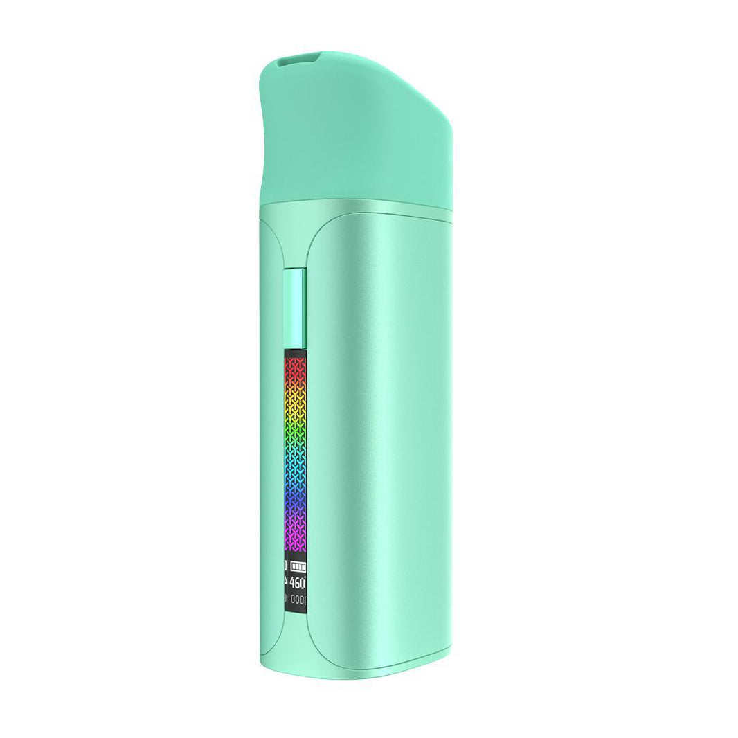 Yocan Pocket Mobile Vaporizer (Restocking Soon) in mint green with OLED display and RGB lighting.